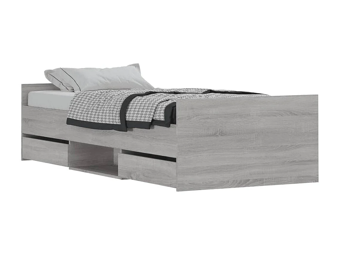 Lit-90x200 cm tête de lit et pied de lit sonoma gris EGGB66729