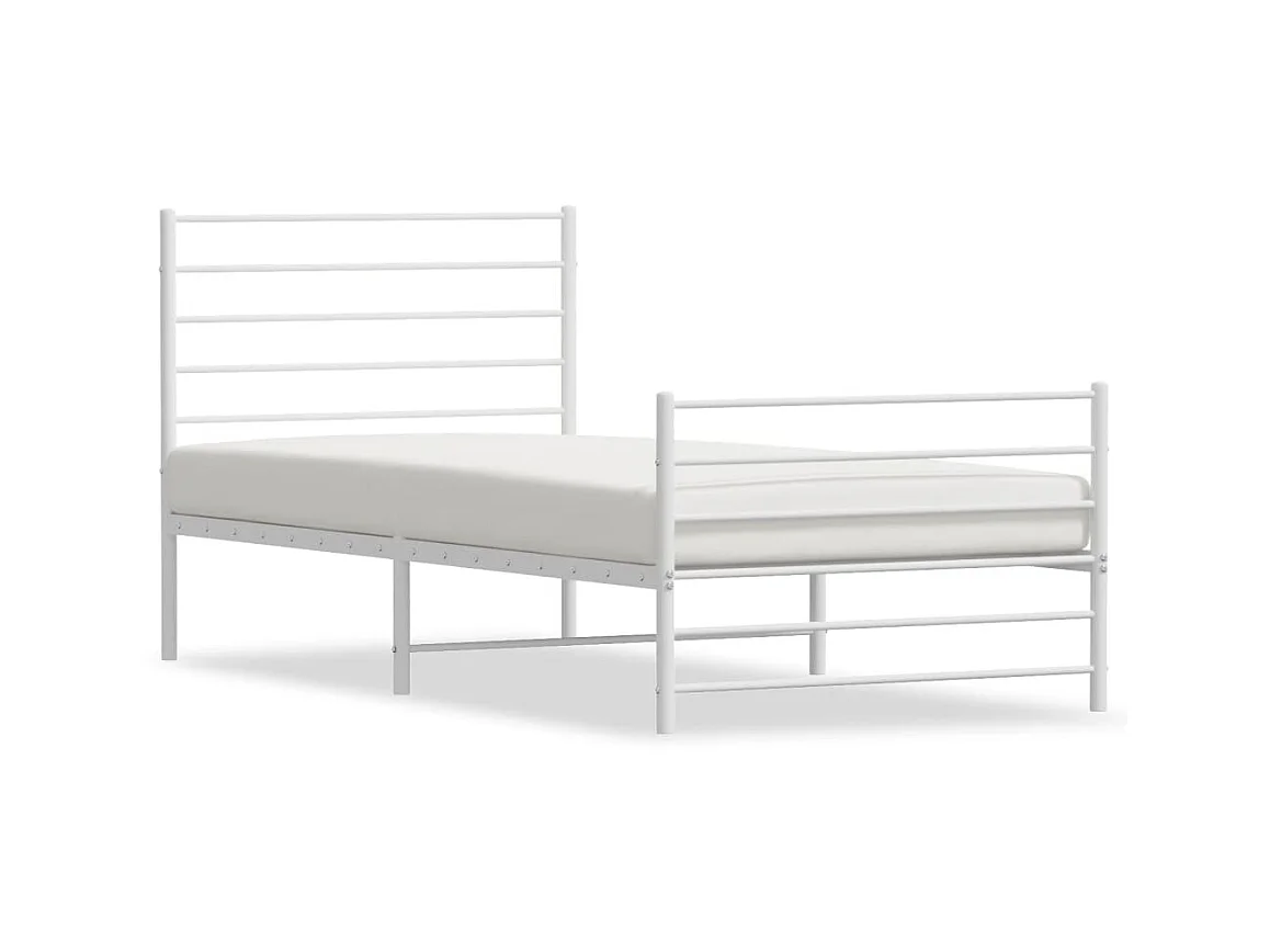 Cama 100x190 cm metal cabecero y estribo blanca ES12376
