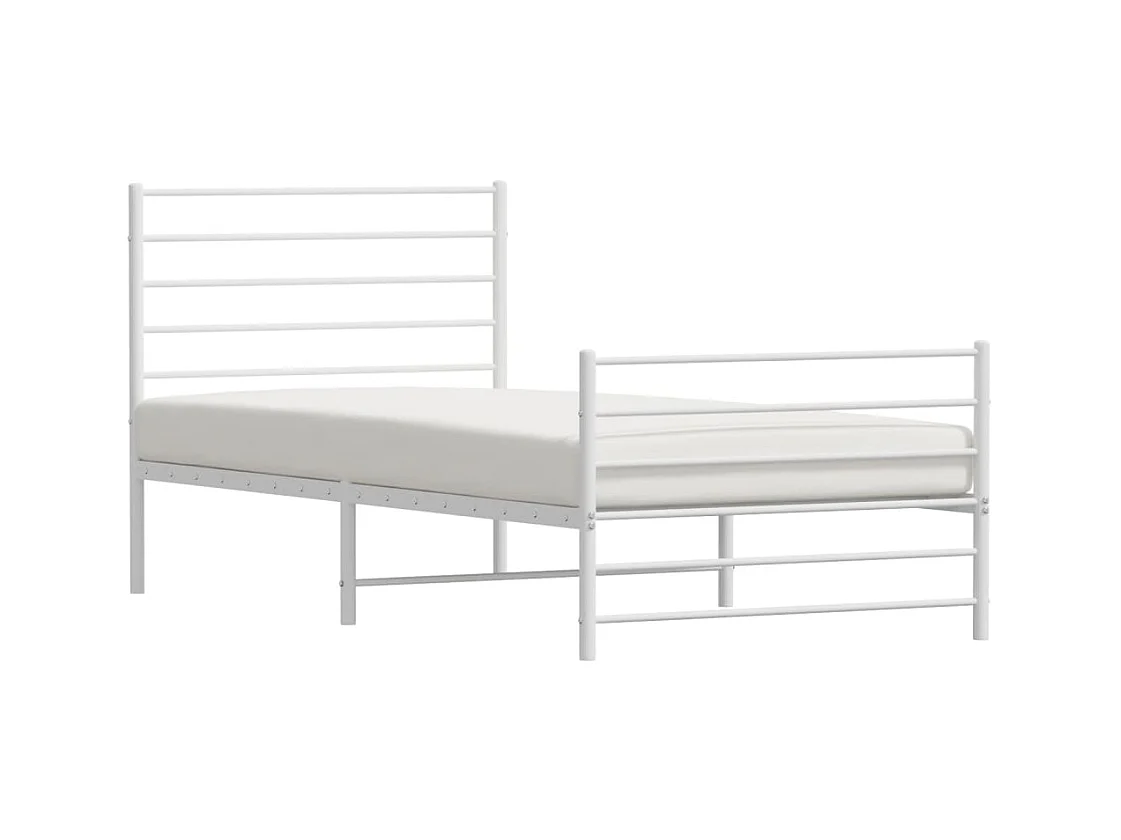 Cama 100x190 cm metal cabecero y estribo blanca ES12376