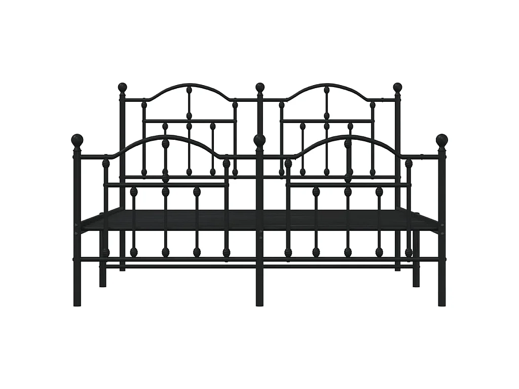 Lit-140x190 cm métal avec tête de lit/pied de lit noir EGGB43858