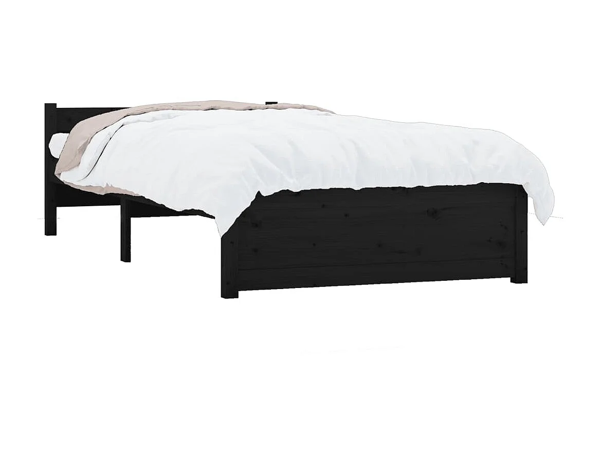 Lit-75x190 cm Noir Bois massif Petit simple EGGB54086