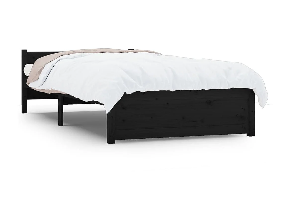Bedframe massief hout zwart 75x190 cm NL24908