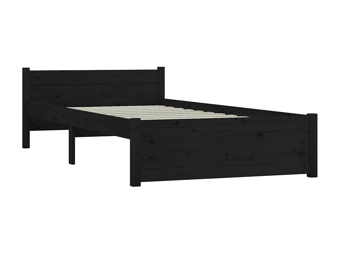 Bedframe massief hout zwart 75x190 cm NL24908