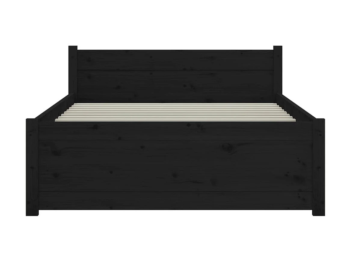 Bedframe massief hout zwart 75x190 cm NL24908