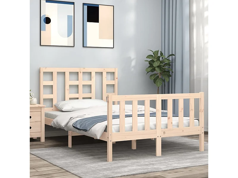 Bedframe met hoofdbord massief hout 120x200 cm NL47988