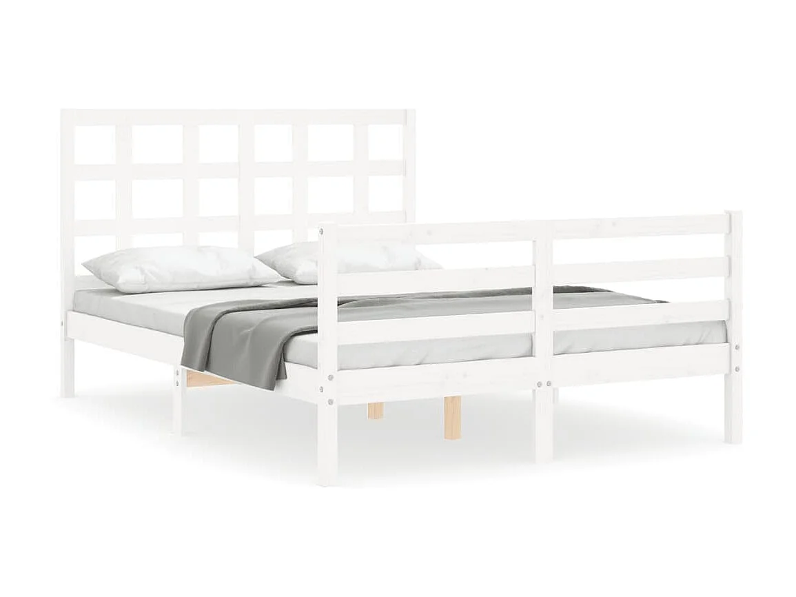 Lit-120x200 cm avec tête de lit blanc bois massif EGGB44141