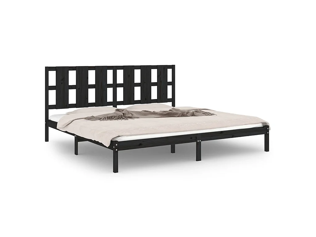 Lit-200x200 cm Noir Bois de pin massif EGGB72826