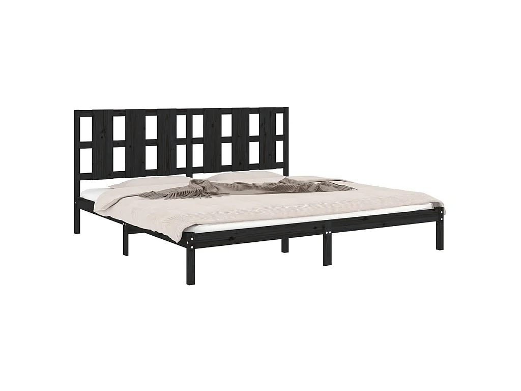 Cama 200x200 cm pinho maciço preto PT375431