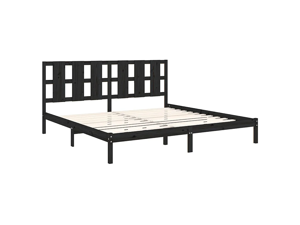 Cama 200x200 cm pinho maciço preto PT375431
