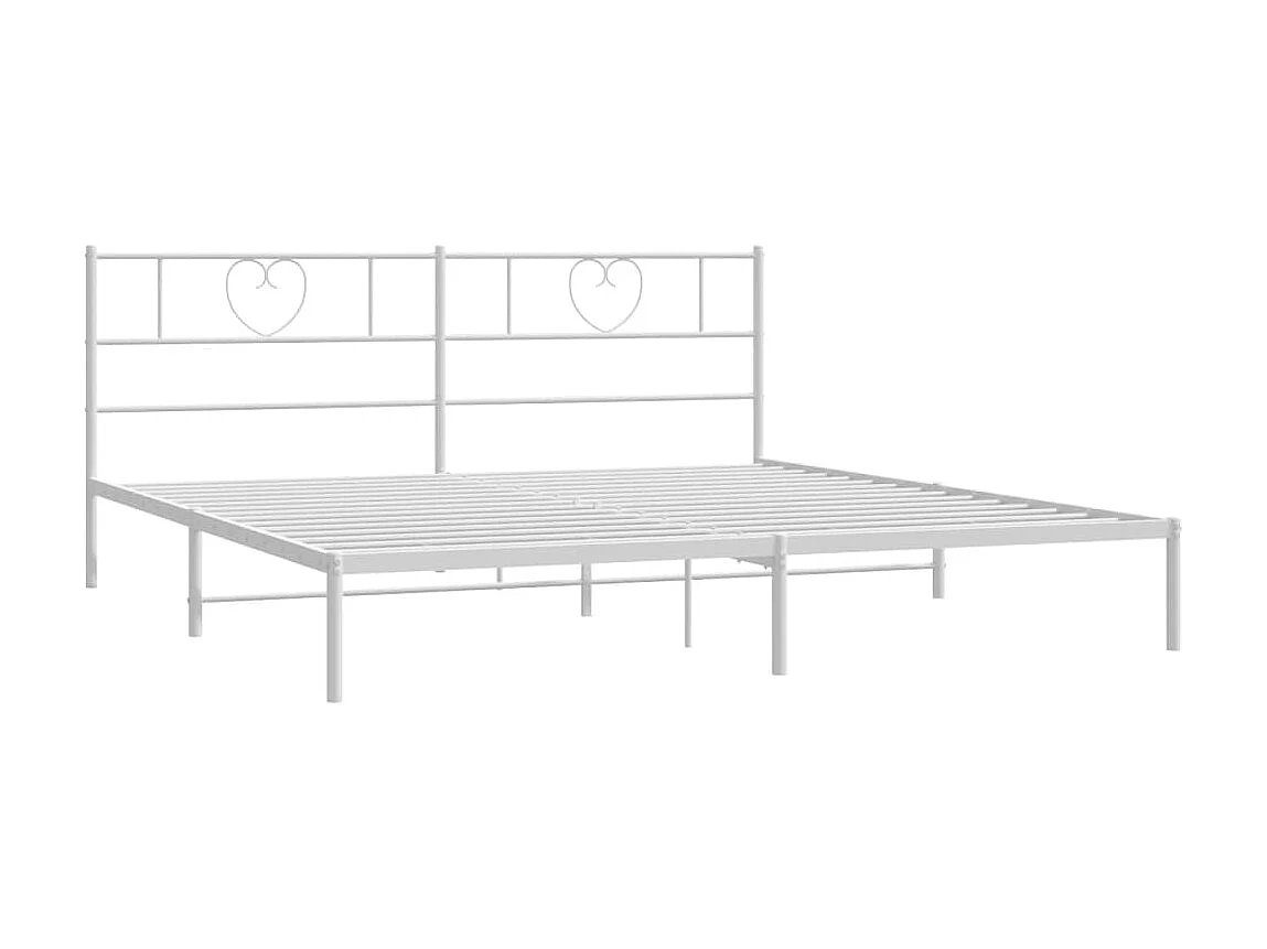 Lit-193x203 cm métal avec tête de lit blanc EGGB45158