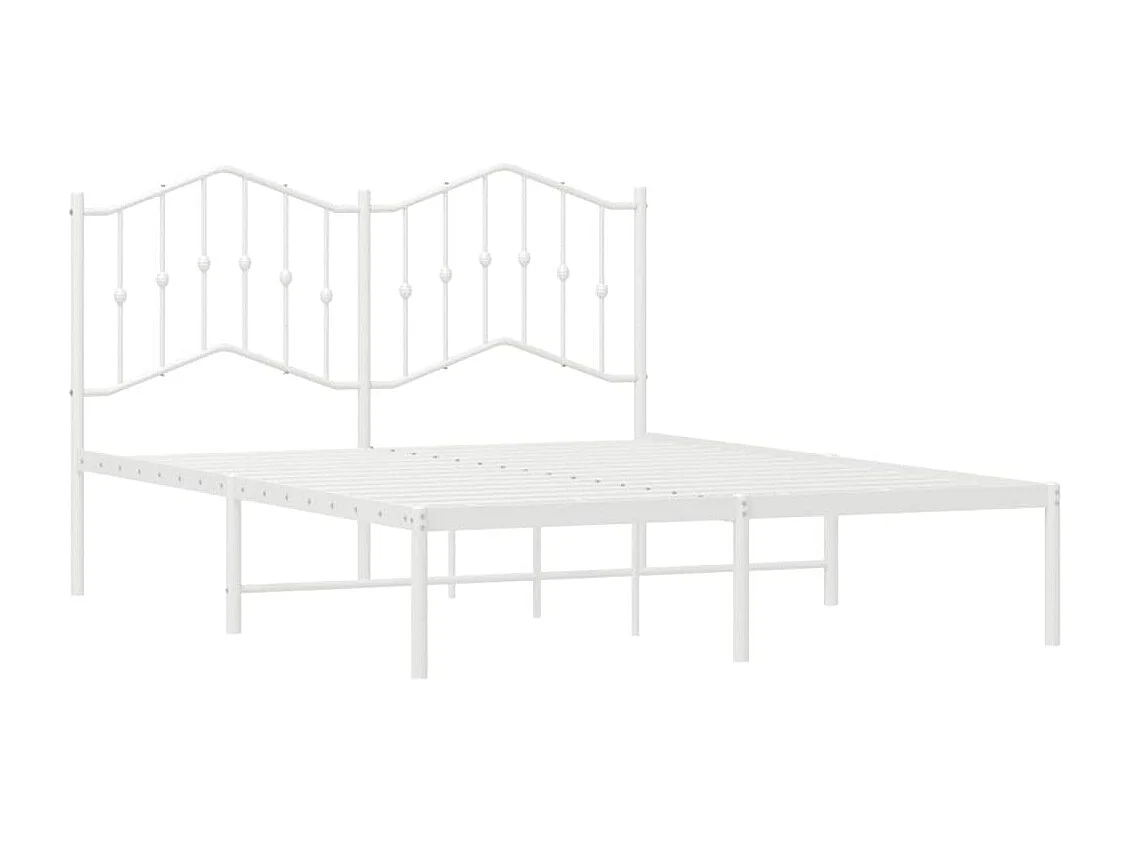 Lit-135x190 cm métal avec tête de lit blanc EGGB15947