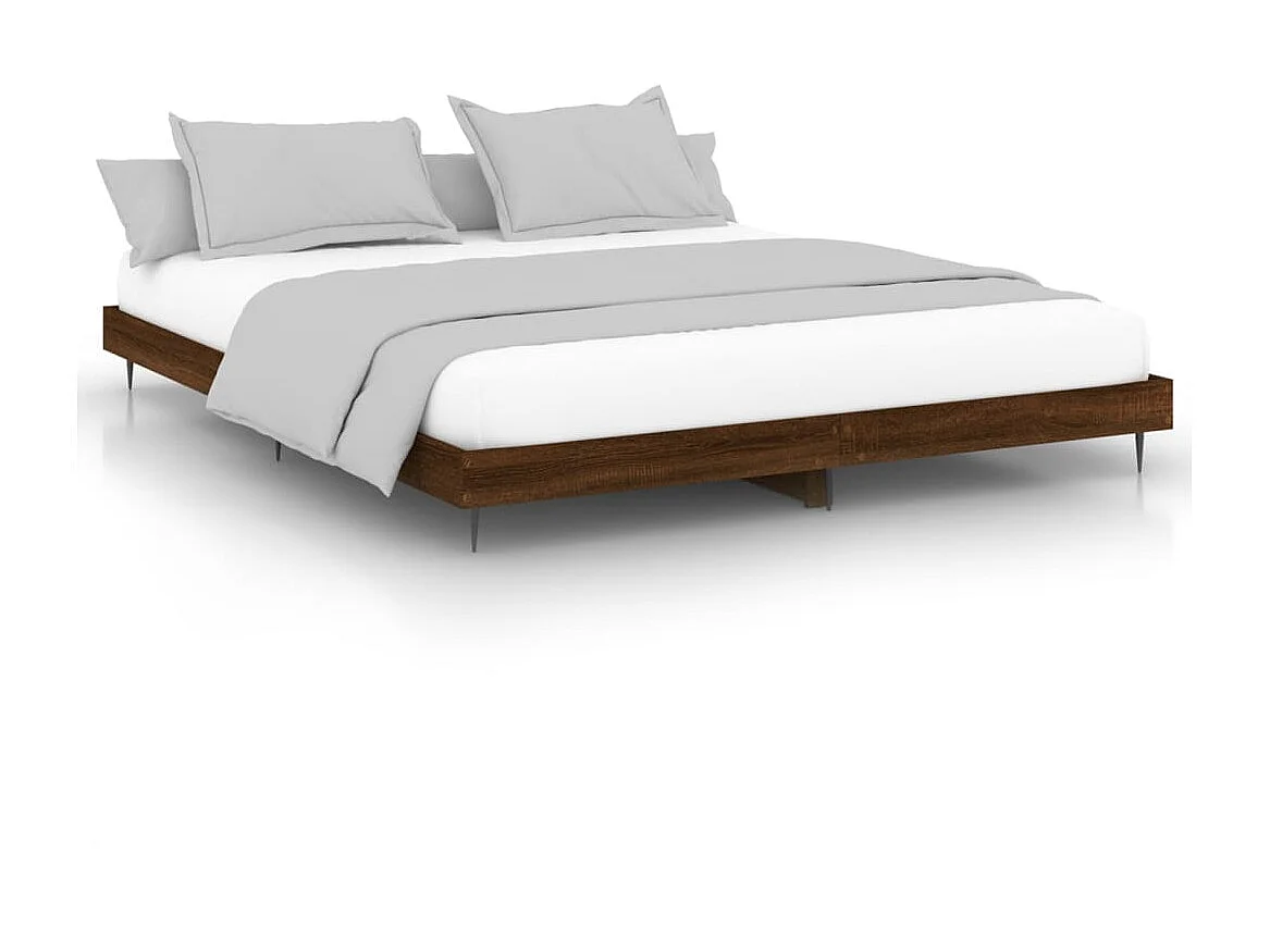 Cama 200x200 cm madera de ingeniería marrón roble ES76538