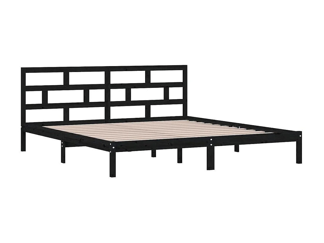 Cama 140x190 cm madeira de pinho maciça preto PT481403
