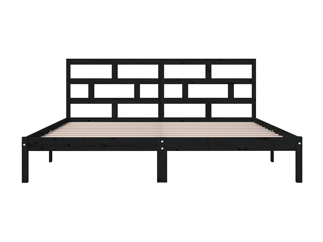 Lit-140x190 cm Noir Bois de pin massif EGGB32675