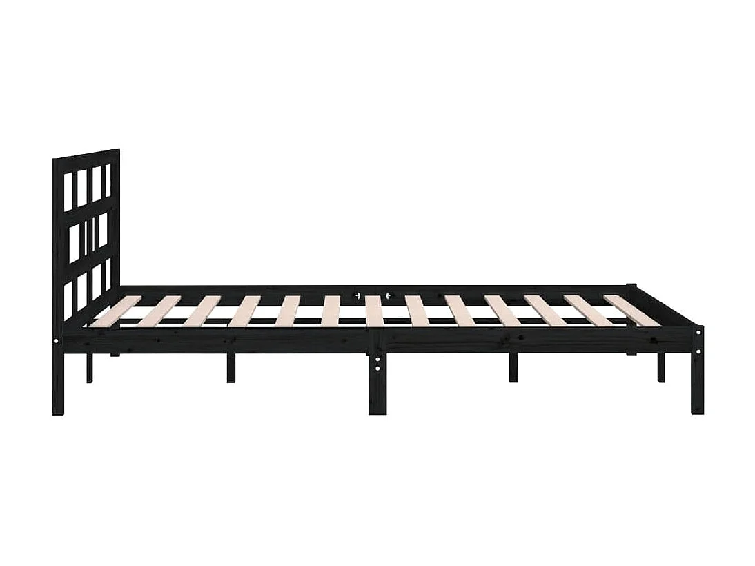 Lit-140x190 cm Noir Bois de pin massif EGGB32675