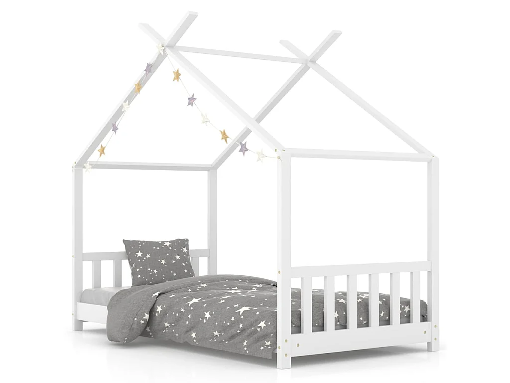 Cama 80x160 cm infantil madera maciza pino blanco ES83708