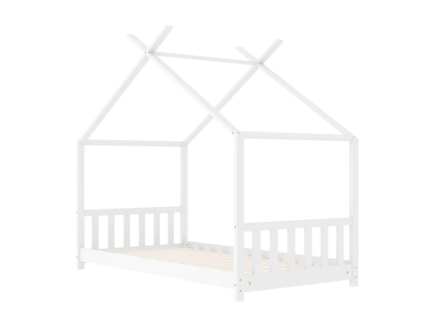 Cama 80x160 cm infantil madera maciza pino blanco ES83708