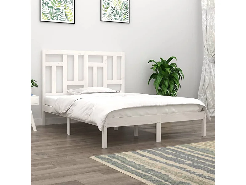 Cama 120x200 cm pinho maciço branco PT828935