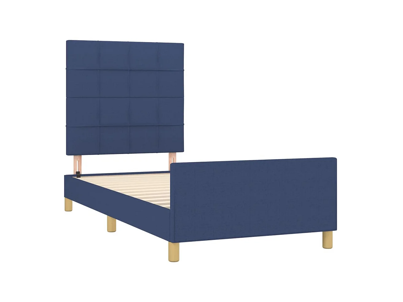 Lit-80x200 cm avec tête de lit Bleu Tissu EGGB31754