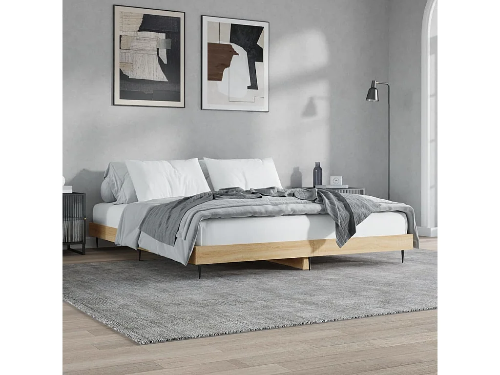 Cama 200x200 cm derivados madeira carvalho sonoma PT897400