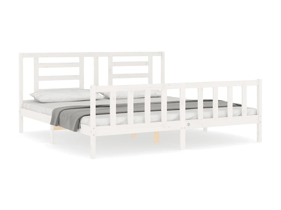 Bedframe met hoofdbord massief hout wit NL86246