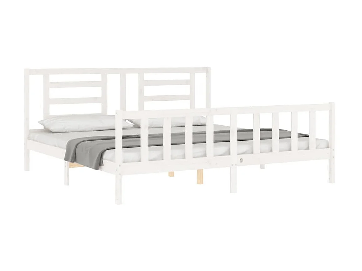 Bedframe met hoofdbord massief hout wit NL86246