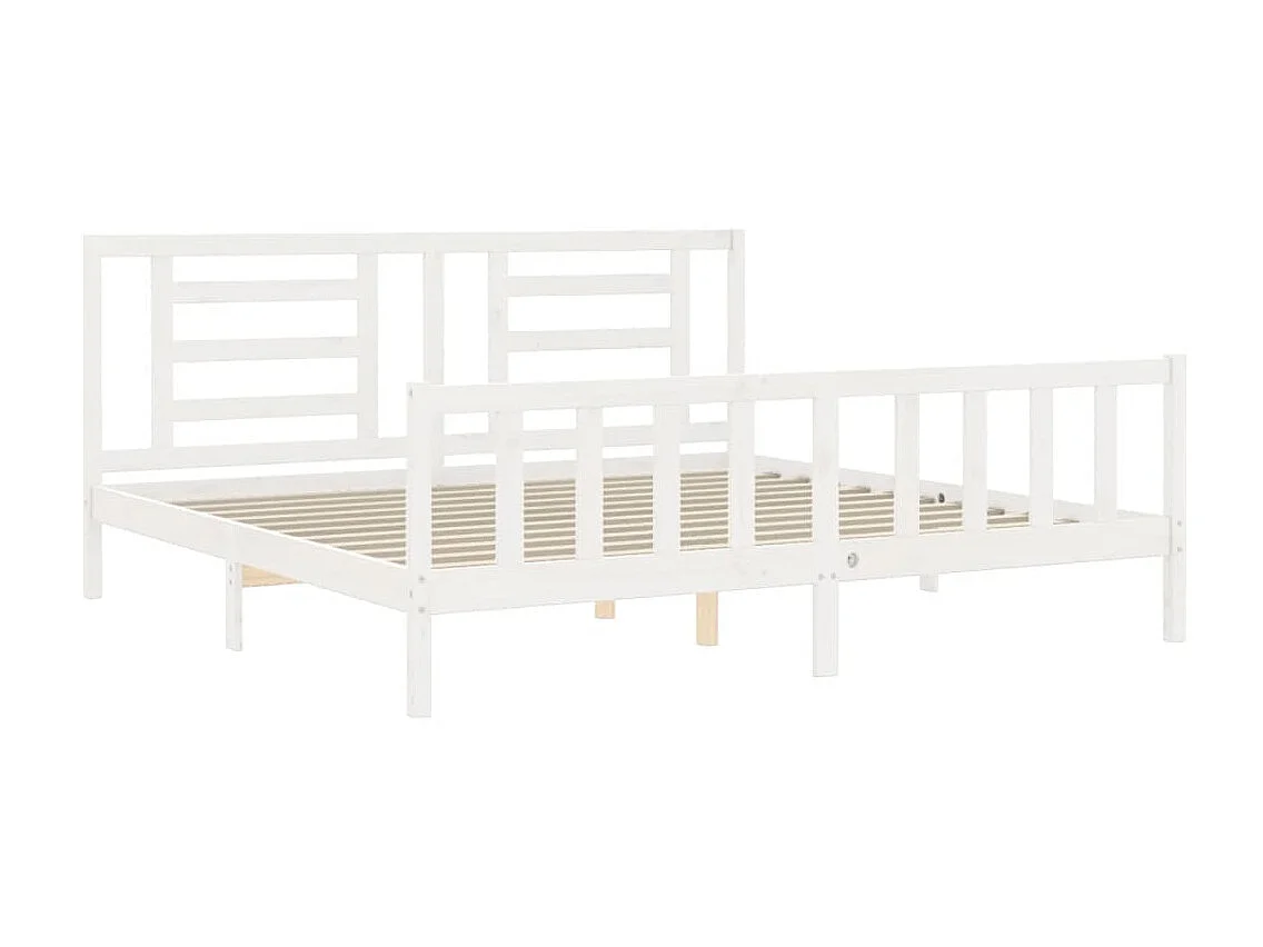 Bedframe met hoofdbord massief hout wit NL86246