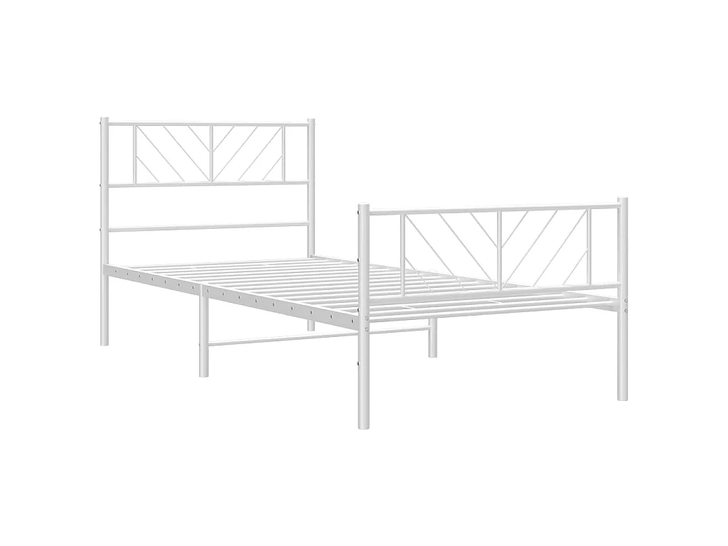 Lit-75x190 cm métal avec tête de lit/pied de lit blanc EGGB73484