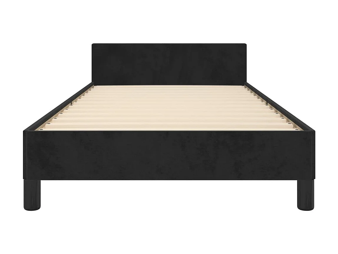 Cama c/ cabeceira 90x190 cm veludo preto PT581518