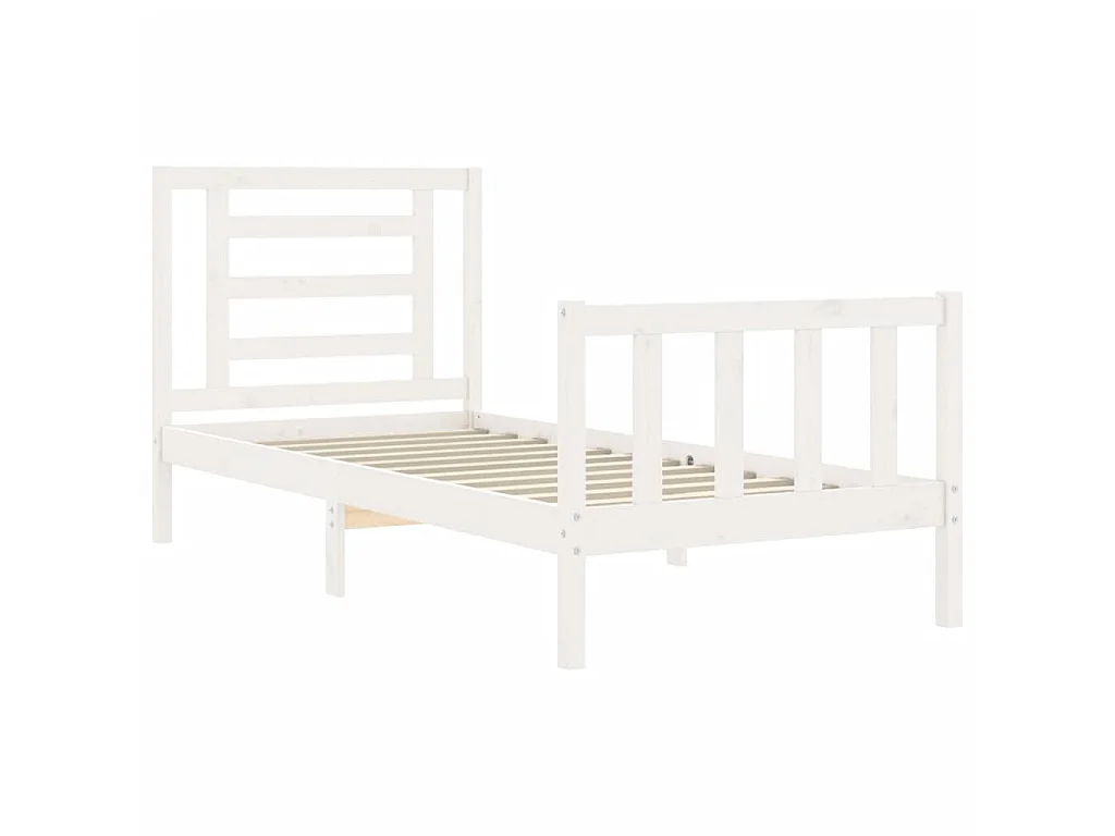 Bedframe met hoofdbord massief hout wit 90x200 cm NL92628
