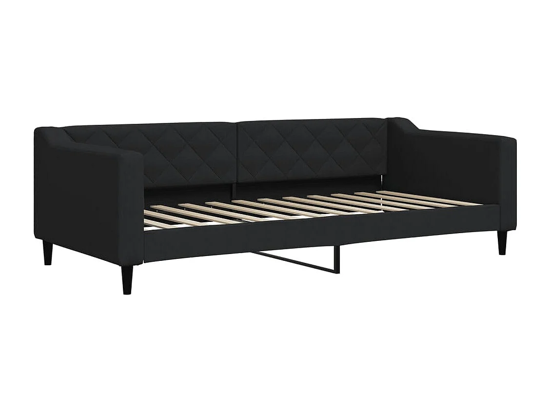 Cama de solteiro 90x200 cm tecido preto PT994795