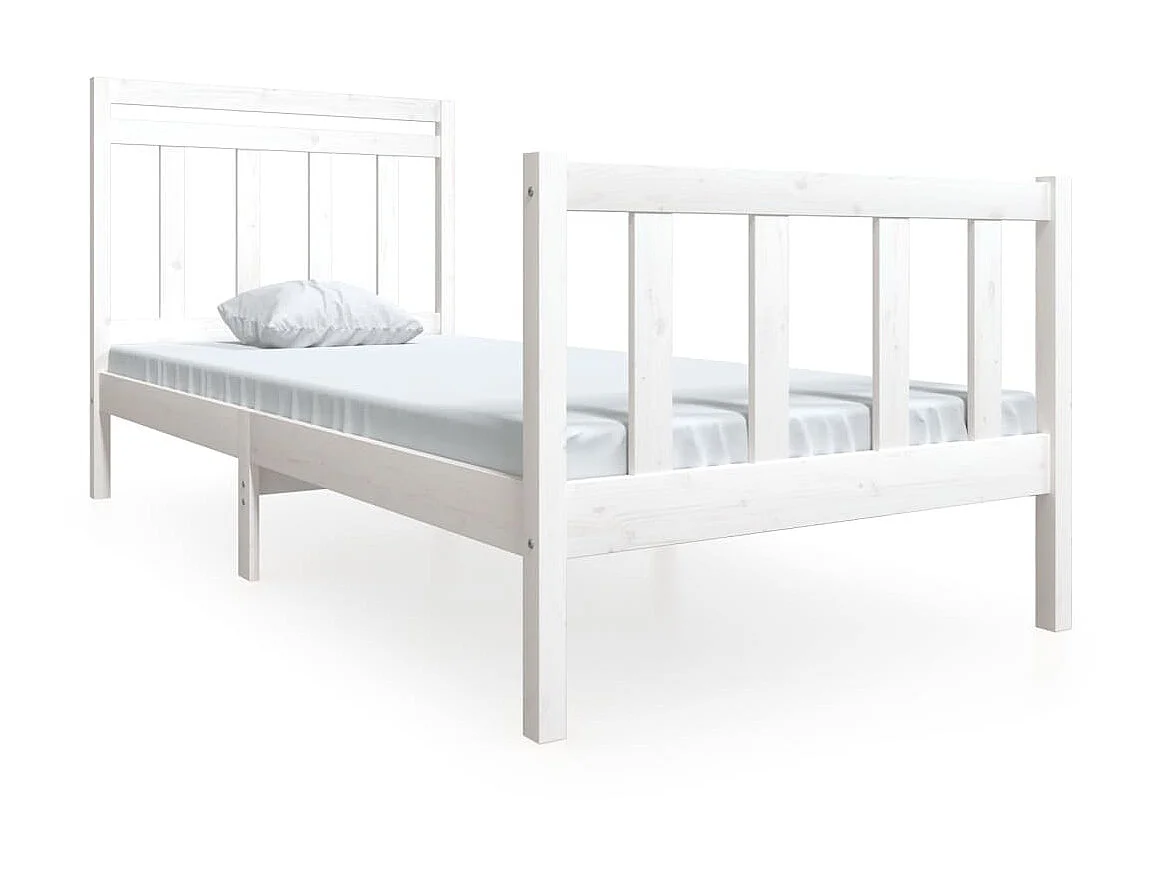 Cama solteiro 90x190 cm madeira maciça branco PT968858
