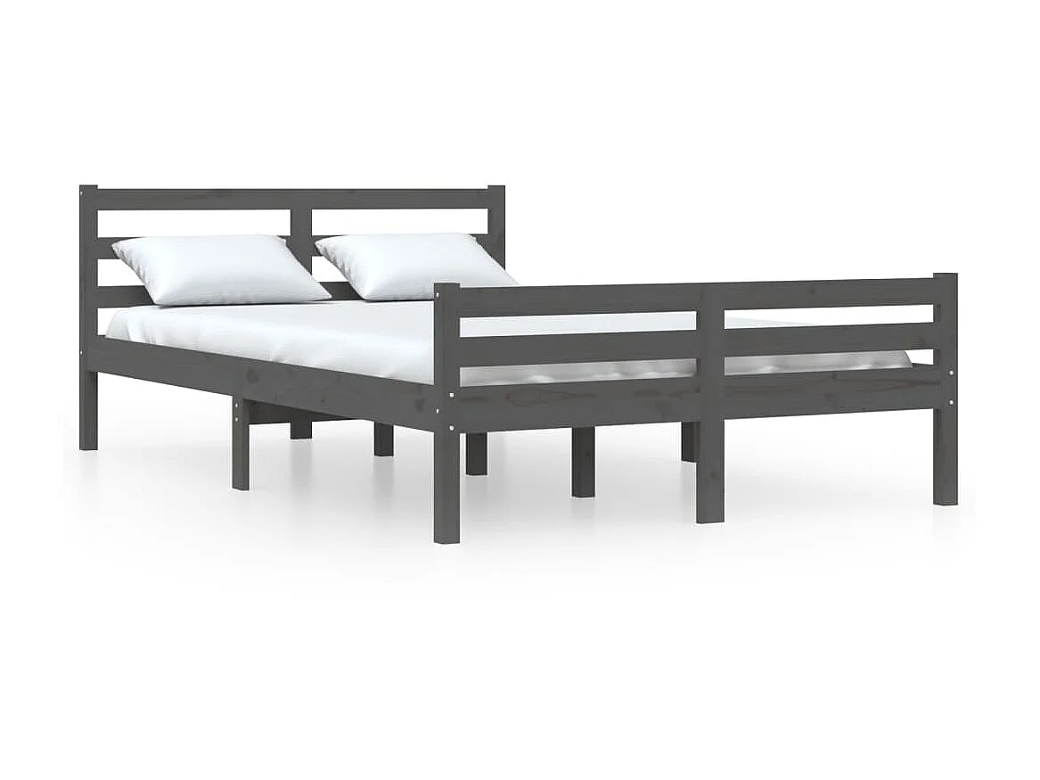 Bedframe massief hout grijs 150x200 cm NL42354