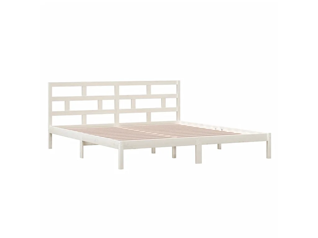 Lit-140x190 cm Blanc Bois de pin massif EGGB32289