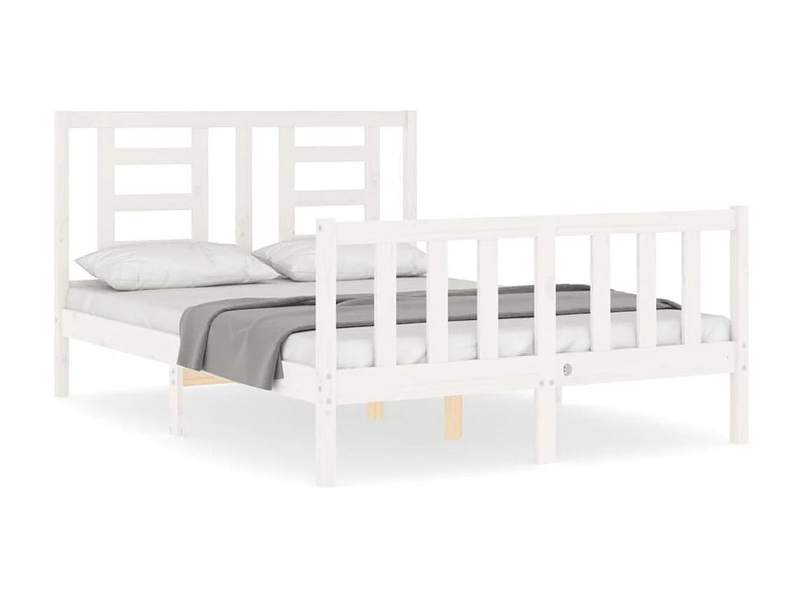Lit-140x190 cm avec tête de lit blanc bois massif EGGB63186