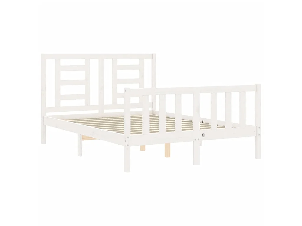 Lit-140x190 cm avec tête de lit blanc bois massif EGGB63186