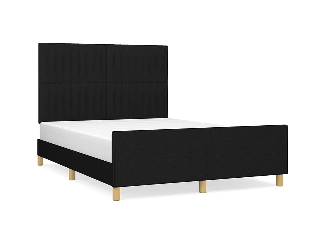 Lit-140x190 cm avec tête de lit Noir Tissu EGGB90490