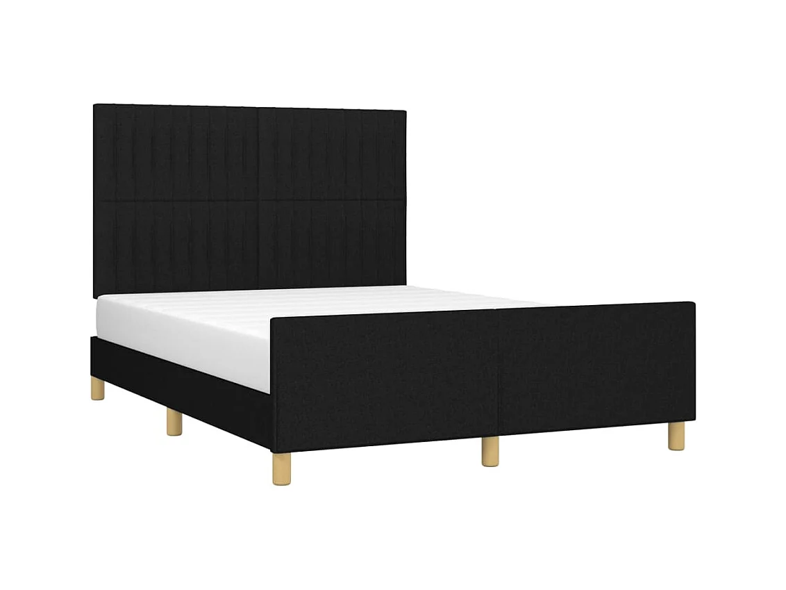 Lit-140x190 cm avec tête de lit Noir Tissu EGGB90490
