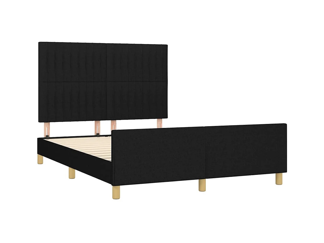 Lit-140x190 cm avec tête de lit Noir Tissu EGGB90490