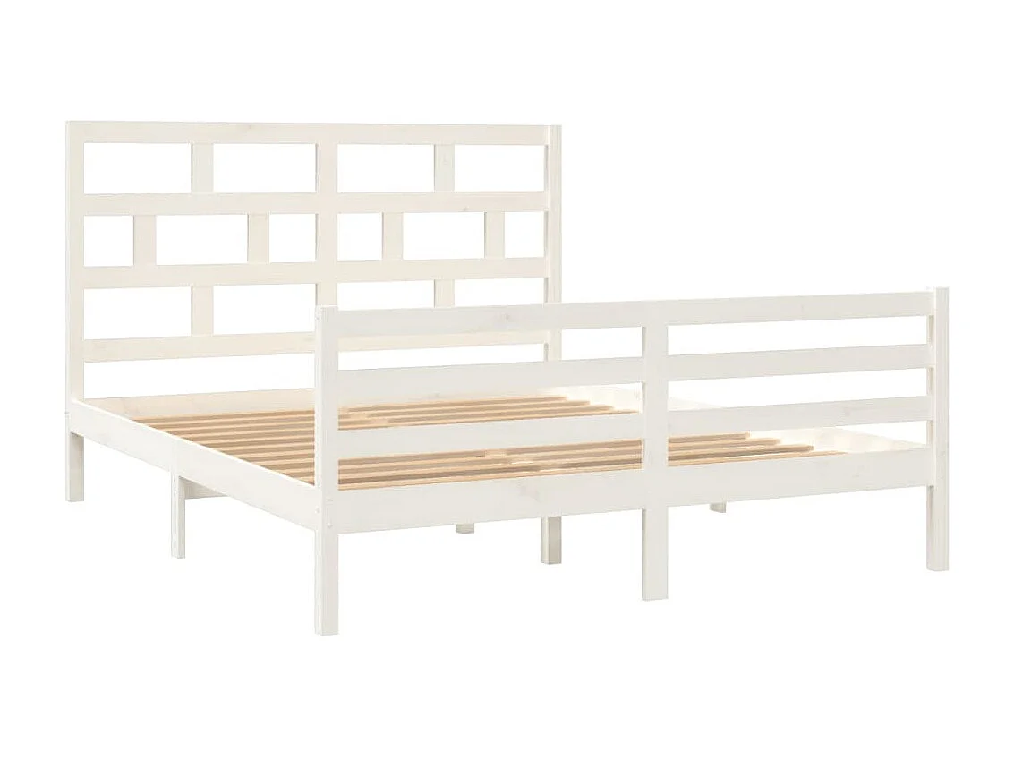 Lit-160x200 cm Blanc Bois de pin massif EGGB61693