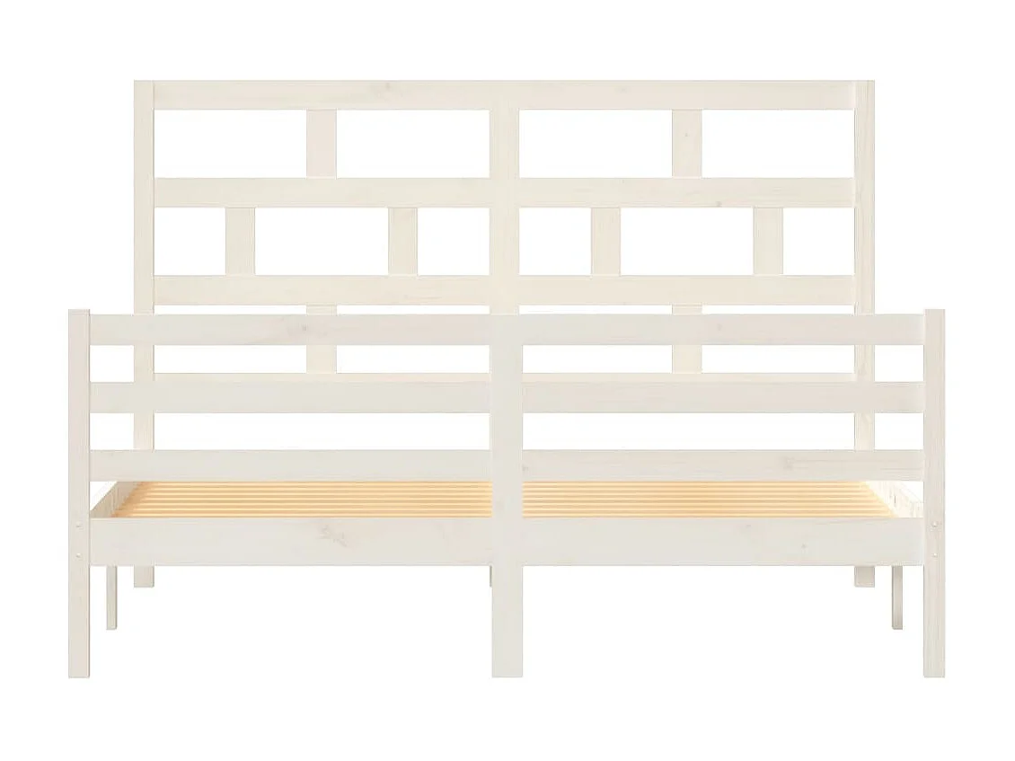 Lit-160x200 cm Blanc Bois de pin massif EGGB61693