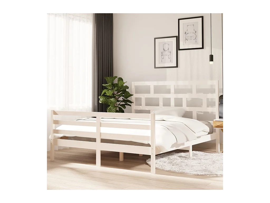 Bedframe massief grenenhout wit 160x200 cm NL85019