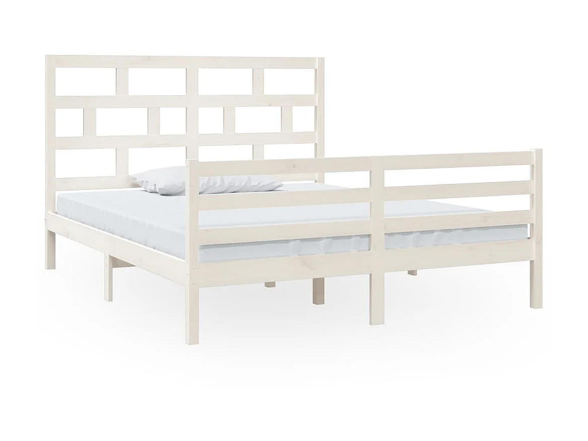 Lit-160x200 cm Blanc Bois de pin massif EGGB61693