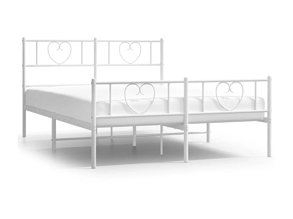 Lit-140x190 cm métal avec tête de lit/pied de lit blanc EGGB14715