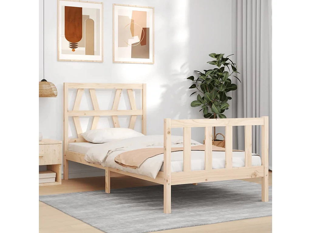 Lit-90x200 cm avec tête de lit bois massif EGGB54175