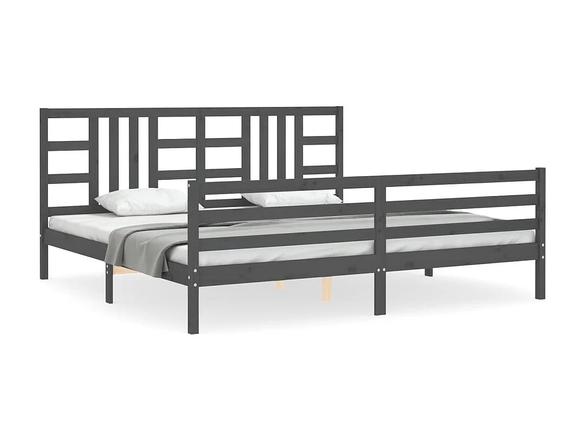 Cama com cabeceira 200x200 cm madeira maciça cinza PT867231