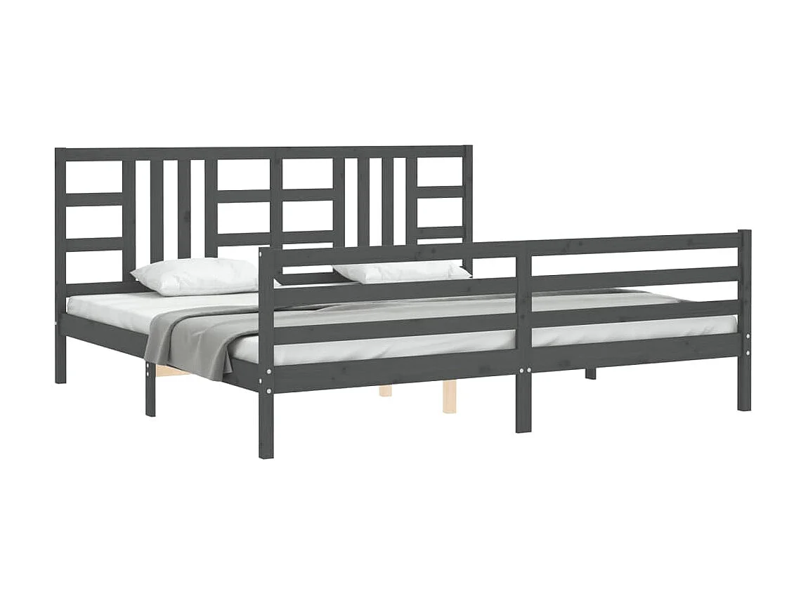 Cama com cabeceira 200x200 cm madeira maciça cinza PT867231