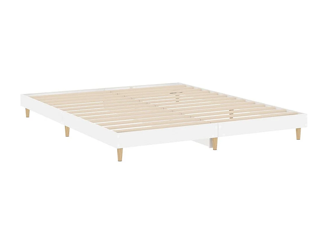 Lit-200x200 cm blanc brillant bois d'ingénierie EGGB91151