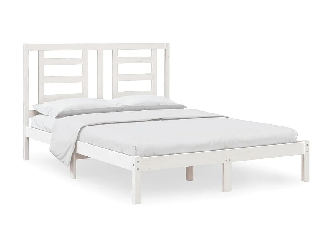 Cama 140x200 cm madeira de pinho maciça branco PT580420