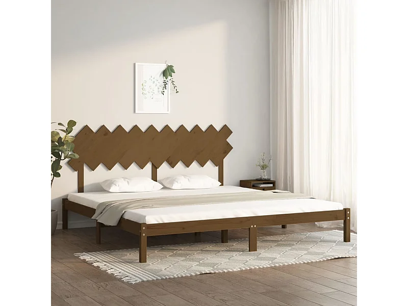 Lit-200x200 cm Marron miel Bois massif EGGB54069